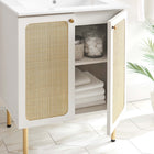 Modway - Chaucer 24" Vanette de salle de bain - Blanc blanc-Portes en rotin tissé