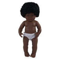 Miniland - Poupée bébé de 15 pouces - fille afro-américaine anatomiquement correcte-Corps articulé