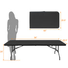 Homy Casa - Table pliante portable de 8 pi pour intérieur et extérieur, camping - Noir-Le plateau noir ajoute un style moderne et épuré