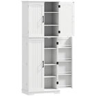 HOMCOM - Armoire de garde-manger 64 po avec étagères réglables - blanc-Organisez vos objets avec 10 compartiments et quatre étagères réglables pour un rangement polyvalent 