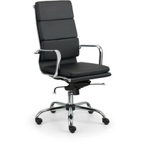 Plata Import - Chaise de bureau Plata Import - Paco en cuir PU à dossier haut en mousse avec cadre en métal, Noir-Siege en cuir polyurethane noir