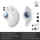 Logitech ERGO M575 - Souris sans fil à boule de commande - Blanc cassé-Jusqu'à 24 mois d’utilisation avec une seule pile AA et un récepteur USB. Vous irez jusqu'à oublier que votre souris sans fil Logitech M575 consomme de la batterie