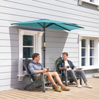 Outsunny - Parasol demi-rond pour patio avec manivelle et évent - 9,8 pi - bleu clair-Installation et démontage pratiques grâce à la manivelle