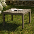 Modway - Northlake Square Terrasse extérieure Teck Table d’appoint, Gris vieilli-Glissières de plancher sans marquage