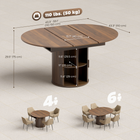 HOMCOM - Table ronde extensible 43,3-59 po avec doubles étagères et portes cannelées pour 4-6 personnes - noyer-La base à porte coulissante ajoute un charme de ferme et un espace de rangement caché 