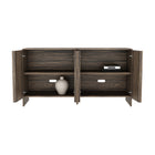 Manhattan Comfort - Buffet contemporain Novara 60" à 4 portes - Noyer Jacobean-Assemblage à domicile requis Tout le matériel inclus