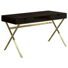 Monarch Specialties - 7210 Bureau 48 po L - Espresso/Metal Or-Bureau compact et parfait pour tous les ordinateurs portables ou tablettes; surface facile à entretenir dotée d'un fini sur tous les côtés
