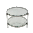 Table d'appoint ronde Plata Import Clemensia 16,5 po - Argent-Les pieds en acrylique transparent apportent une touche éthérée, créant une illusion d'élégance flottante.