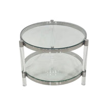 Table d'appoint ronde Plata Import Clemensia 16,5 po - Argent-Les pieds en acrylique transparent apportent une touche éthérée, créant une illusion d'élégance flottante.
