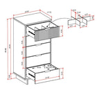 Manhattan Comfort - Granville commode moderne haute étroite et standard - blanc - ensemble de 2-Comprend des tiroirs à extension complète avec un tiroir supérieur conçu avec des lignes nervurées verticales en relief, fabriqué en bois massif
