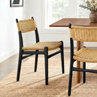 Modway - Wynn Corde et bois Fauteuil d’appoint de salle à manger - Noir Naturel-Cadre en hêtre massif