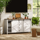 HOMCOM - Buffet de style ferme 60 po avec portes coulissantes de grange et tiroirs - blanc crème-Deux portes coulissantes permettent un accès facile aux essentiels dans deux armoires latérales