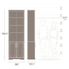 Prepac - Bibliothèque haute Rustic Ridge 79,75 po avec portes, cabinet de rangement avec portes et étagères - Blanc vieilli-Personnalisez vos besoins avec 3 étagères réglables : Les tiroirs de l'étagère à livres sont réglables pour vos besoins d'affichage et peuvent supporter 20 lb chacun