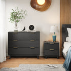 Manhattan Comfort Granville Modern Dresser and Nightstand Set - Dark Grey-Recommended for up to 35 inch TV.