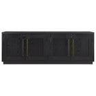 Hudson&Canal - Meuble TV Tillman pour téléviseurs jusqu'à 75" - Grain noir-Une conception de transition peut accueillir des téléviseurs jusqu'à 75 pouces pour votre espace de divertissement