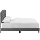 Modway - Amelia Performance Velvet Lit Queen, Gris-Sommier requis (non inclus)