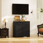 HOMCOM - Buffet à bascule pour poubelle avec espace poubelle dissimulé et tiroirs - noir-Panneau de particules solide avec surface en mélamine facile à nettoyer 
