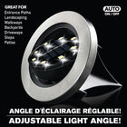 Bell + Howell - Lumières de chemin d’extérieur à disque pivotant à énergie solaire avec 8 ampoules LED - Paquet de 4-Angle d’éclairage réglable pour une couverture personnalisée : La fonction de pivotement vous permet d’ajuster l’angle d’éclairage, assurant une couverture d’éclairage optimale pour différentes zones extérieures