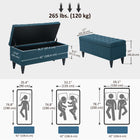 HOMCOM - Banc ottoman de rangement à dessus relevable pour bout de lit - bleu-Les pieds en bois dur recouverts sont surélevés pour éviter de rayer le sol 