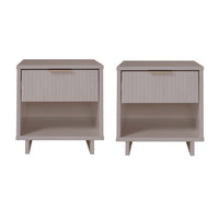Manhattan Comfort - Table de nuit moderne Granville 1 tiroir 46 cm - gris clair - lot de 2-Moderne-contemporain avec une touche de glamour - Table de nuit pour chambre et salon, lot de 2