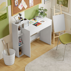 HOMCOM - Bureau avec rangement, 3 étagères ouvertes et tiroir - blanc-Surface en mélamine résistante aux rayures pour un nettoyage facile