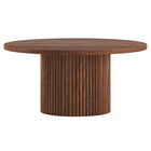 Hudson&Canal - Table basse ronde cannelée Rollan de 81 cm de large, noyer satiné-Un design contemporain moderne pour votre salon, votre bureau et plus encore