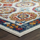 Modway - Entourage Treillis marocain floral vieilli d’Odile Tapis de comédie 8 pi l x 10 pi L - Ivoire Bleu Rouge Orange Jaune-Polypropylène 100% Frise