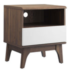 Modway - Envision Table de chevet, Blanc noyer-Table de chevet rétro moderne
