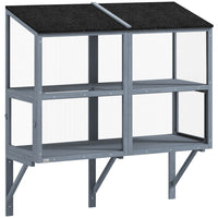 PawHut - Catio enclos extérieur pour chat, boîte de fenêtre 51,2 po L - gris-Se connecte à votre fenêtre, offrant aux chats de l'air frais et du soleil en toute sécurité 