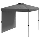 Outsunny - Tente auvent pliante 8 pi l x 8 pi L avec paroi latérale - Sac de transport - Gris foncé-Facile à installer avec peu ou pas d'effort