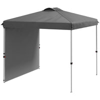 Outsunny - Tente auvent pliante 8 pi l x 8 pi L avec paroi latérale - Sac de transport - Gris foncé-Facile à installer avec peu ou pas d'effort