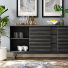 Modway - Render Table buffet de buffet de 63 po ou Meuble TV, Fusain-Construction durable en panneaux de particules