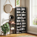 HOMCOM - Armoire multimédia double, étagère à DVD à 9 niveaux avec 18 compartiments - noir-Dimensions de chaque compartiment : 14,6 po l x 6,7 po p x 7,1 po H (37 x 17 x 18 cm) 