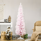 HOMCOM - Arbre de Noël artificiel crayon avec branches floquées de neige-Pulvérisé de neige artificielle pour ajouter une apparence hivernale  