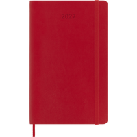 Moleskine - Carnet semainier 12 mois 2027, Large 5" x 8.25", Couverture souple , Rouge écarlate-Daté de janvier à décembre 2029