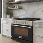 Kucht - 36 po Série KFX-X Cuisinière Pro Style au gaz propane - Acier inoxydable/Noir-Dimensions du produit 27,75 po L x 36 po L x 36 po H