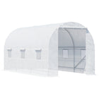 Outsunny - serre tunnel 14,6 pi x 6,6 pi x 6,6 pi avec porte et fenêtre de ventilation, blanc- Le cadre en tubes d’acier galvanisé offre stabilité et soutien  
