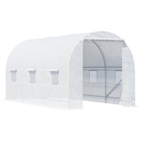 Outsunny - serre tunnel 14,6 pi x 6,6 pi x 6,6 pi avec porte et fenêtre de ventilation, blanc- Le cadre en tubes d’acier galvanisé offre stabilité et soutien  
