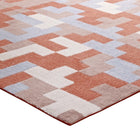 Modway - Andela Mosaïque de blocs imbriqués Tapis de 5 pi l x 8 pi L - Corail multicolore et bleu clair-Dessous du tissu de jute adhéré