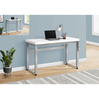 Monarch Specialties - 7683 Bureau 48 po L - Hauteur Adjustable Blanc/Metal Argent-Le dessus de table construit au panneau épais ajoute un look chic avec son fini blanc dans votre bureau à domicile, appartement ou condo