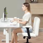 HOMCOM - Fauteuil de bureau large avec accoudoirs et roulettes motif croisé - blanc crème-Tissu velours imprimé élégant et surpiqûres horizontales pour une touche moderne 