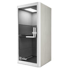 Pillar - Cabine téléphonique insonorisée - Blanc/Gris-Cadre en acier résistant, produits écologiques en bois, éclairage et composants électriques de qualité