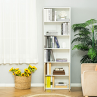 HOMCOM - bibliothèque haute à 6 niveaux avec armoire à double porte - chêne-Fabriquée en panneau de particules de qualité pour une utilisation durable 