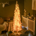 HOMCOM - Arbre de Noël artificiel illuminé 6 pi avec lumières LED blanc chaud-390 branches d'arbre réalistes créent un arbre complet et réaliste 