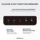 MotionGrey - Bureau debout électrique réglable Ergo2 avec réglages de mémoire - 55 po x 24 po, plateau brun clair, cadre blanc-Finition stratifiée durable - Le plateau présente un motif en bois stratifié (110 cm × 60 cm × 1,5 cm), avec une surface lisse et résistante aux rayures. Son design moderne et minimaliste s’intègre facilement dans divers environnements professionnels et résidentiels