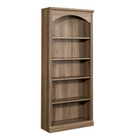 Sauder - Bibliothèque Arch à 5 étagères - Chêne salé-Rangement multi-pièces: cette bibliothèque fonctionnelle peut répondre à vos besoins de rangement dans différentes pièces : salon, bureau, cuisine, atelier ou salle de bain