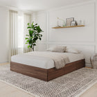 Nexera - Lit double 3 tiroirs, Noyer-Accommode un matelas standard de format double.  Sommier non requis. Capacité de charge: 500 lbs