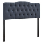 Modway - Annabel Mélange de lin premium Tête de lit complète, Denim-Sellerie premium en mélange de lin