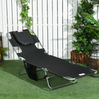 Outsunny - Chaise de bronzage avec ouverture pour le visage - chaise longue pliable à 5 niveaux - noir-Chaise longue de plage pliable pour un rangement compact et une sangle de transport pour un déplacement facile