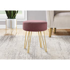 Monarch Specialties - 9001 Pouf - Tissu Prune/Pattes Metal Or-2
